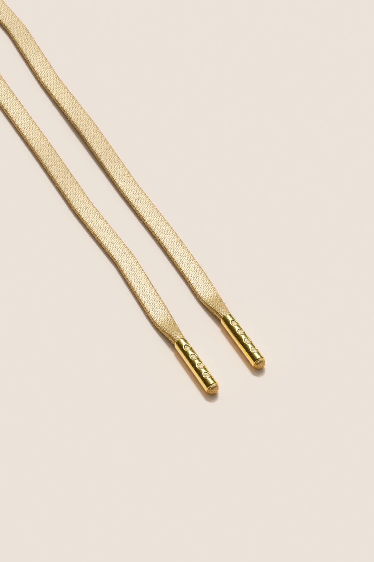 Senkels Champagne 3mm Flat Waxed Shoelaces with Gold Aglets