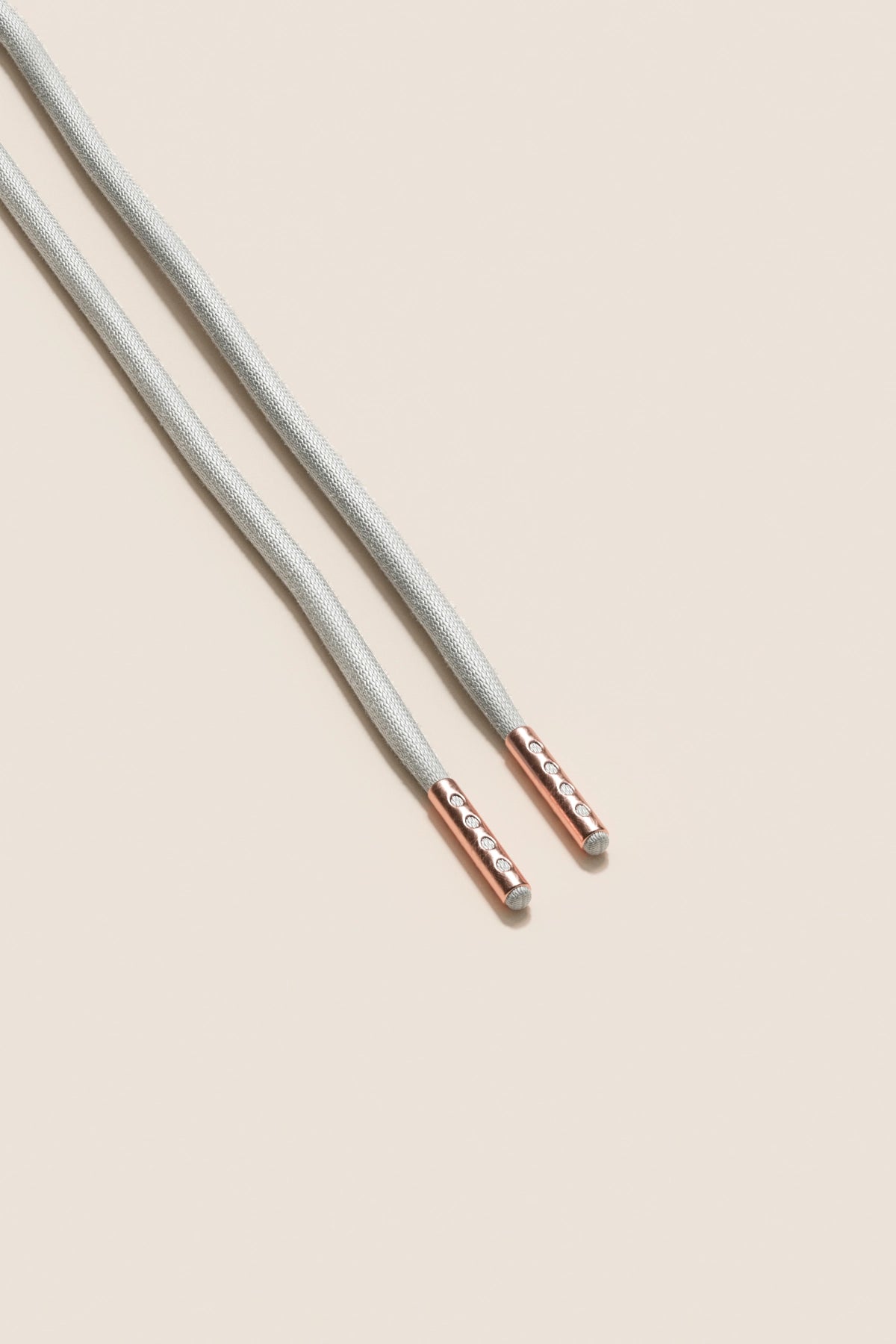 Senkels Light Grey 4mm Round Waxed Shoelaces with Rose Gold Aglets
