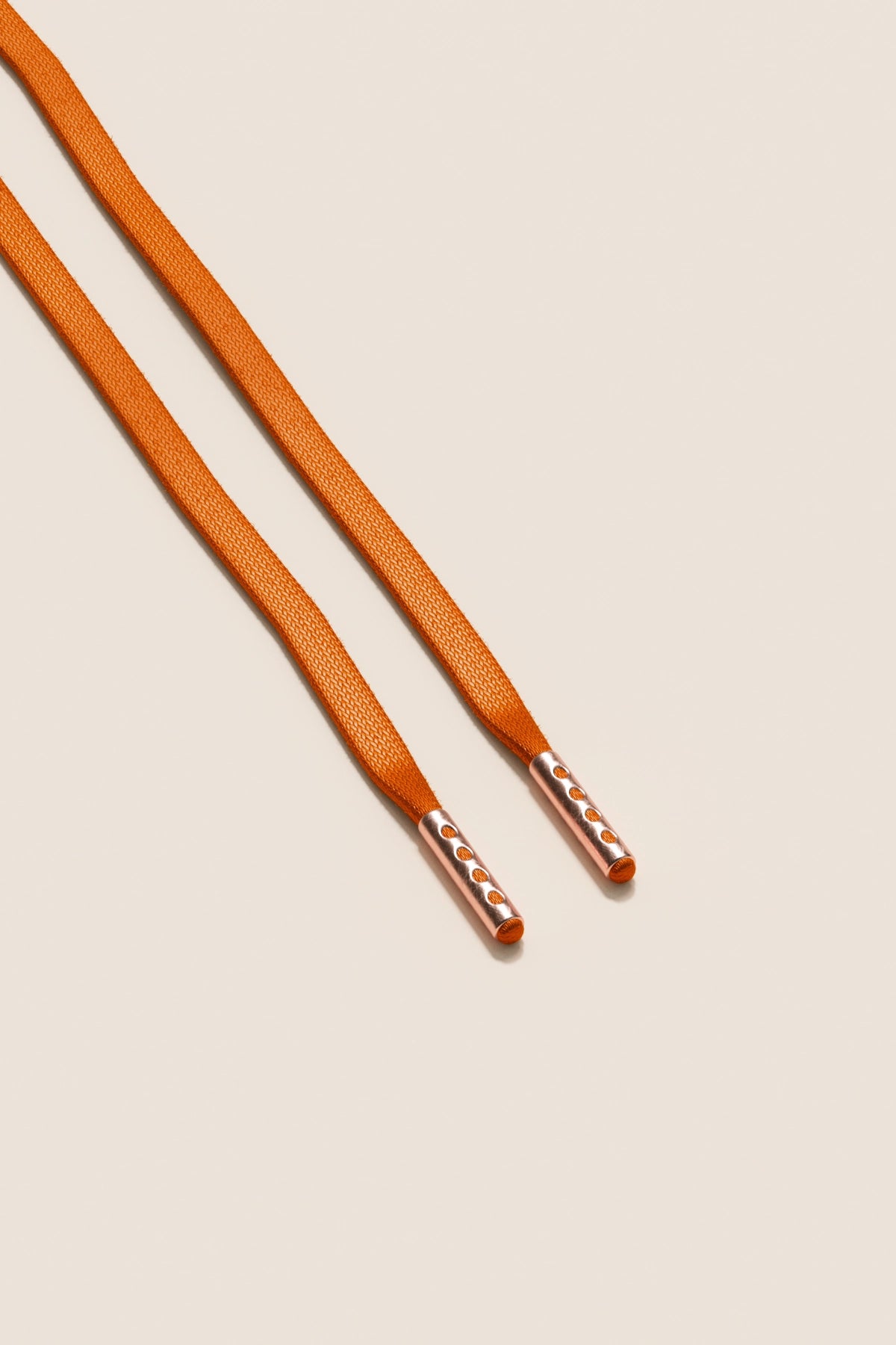 Senkels Orange 3mm Flat Waxed Shoelaces with Rose Gold Aglets