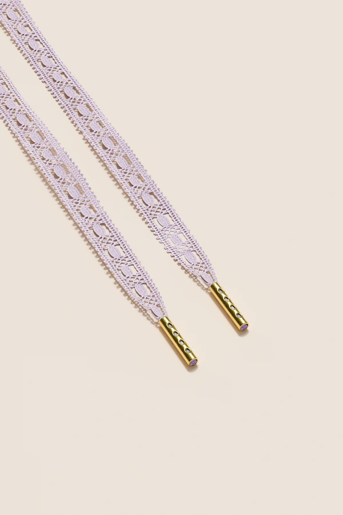 Senkels Pastel Pink Crochet Shoelaces with Gold Aglets