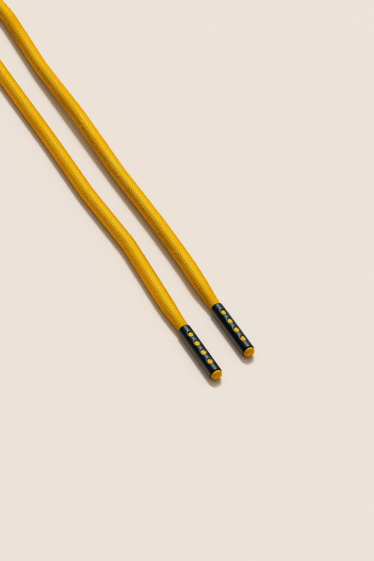 Senkels Yellow 4mm Round Waxed Shoelaces with Black Matte Aglets
