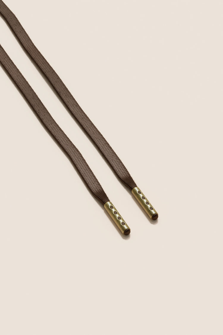 Senkels Chocolate Brown 3mm Flat Waxed Shoelaces with Brass Aglets