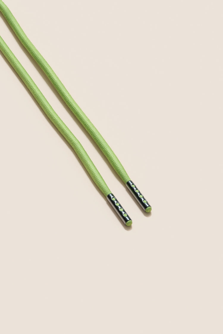 Senkels Pastel Green 4mm Round Waxed Shoelaces with Black Nickel Aglets