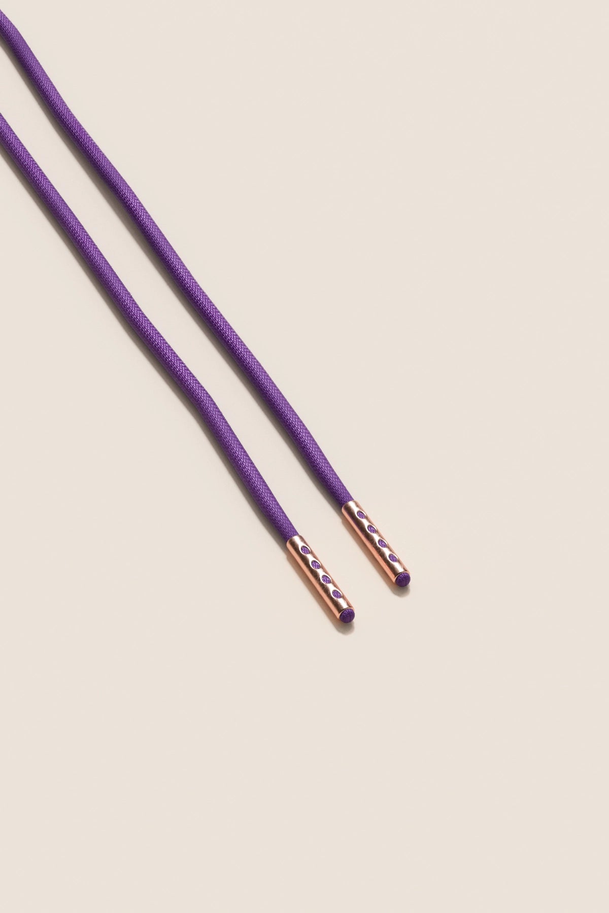 Senkels Purple 2.5mm Round Waxed Shoelaces with Rose Gold Aglets