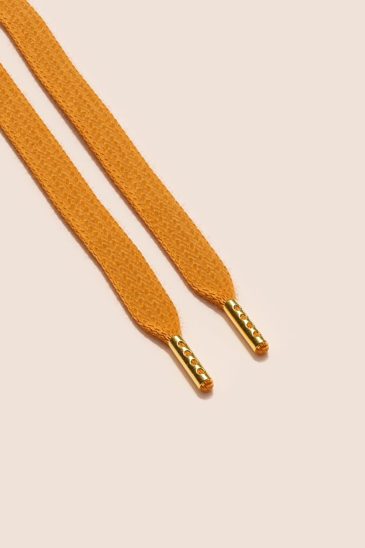 Senkels Yellow Sneaker Shoelaces with Gold Aglets