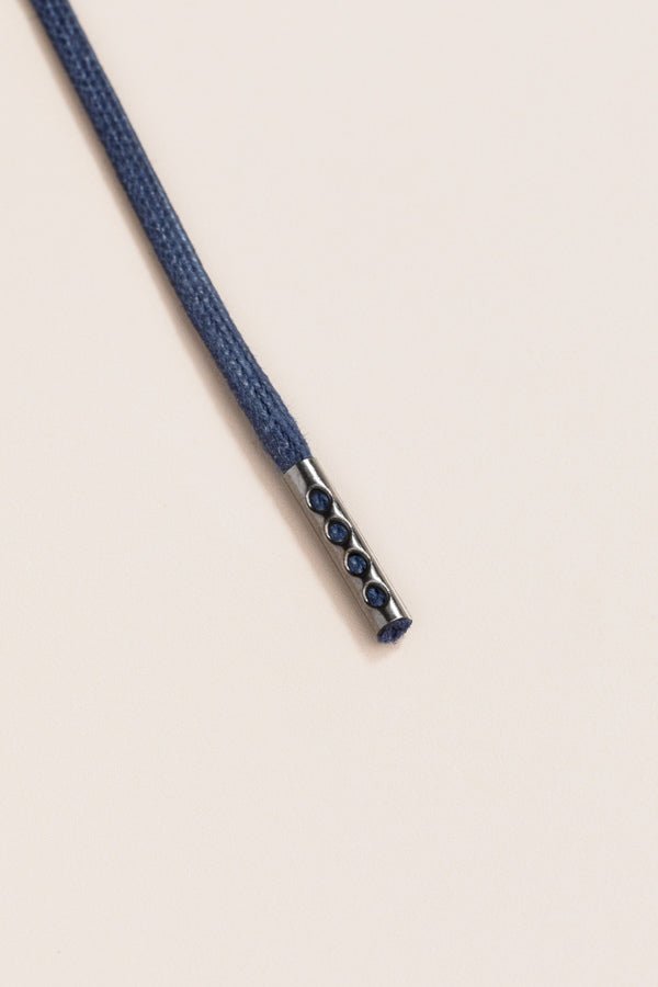 Dark Blue - 4mm round waxed shoelaces for boots and shoes made from 100% organic cotton - Senkels