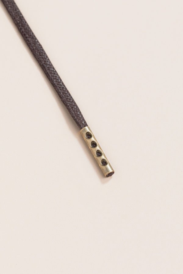 Dark Brown - 4mm round waxed shoelaces for boots and shoes made from 100% organic cotton - Senkels