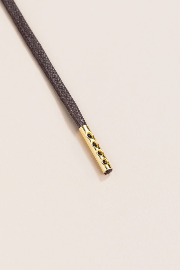 Dark Brown - 4mm round waxed shoelaces for boots and shoes made from 100% organic cotton - Senkels