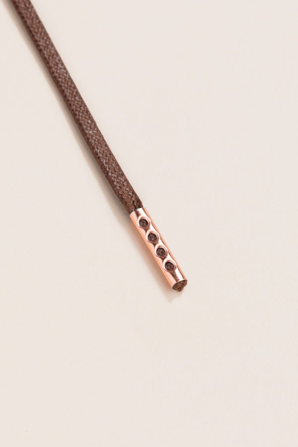 Medium Brown - 4mm round waxed shoelaces for boots and shoes made from 100% organic cotton - Senkels
