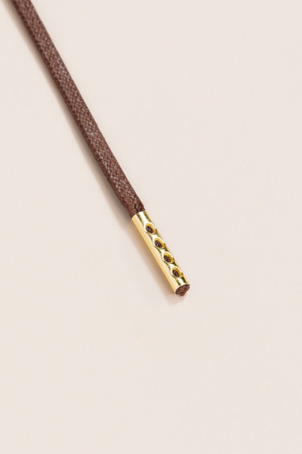 Medium Brown - 4mm round waxed shoelaces for boots and shoes made from 100% organic cotton - Senkels