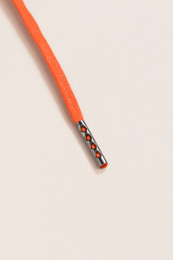 Orange - 4mm round waxed shoelaces for boots and shoes made from 100% organic cotton - Senkels