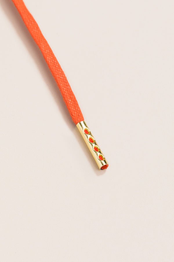 Orange - 4mm round waxed shoelaces for boots and shoes made from 100% organic cotton - Senkels