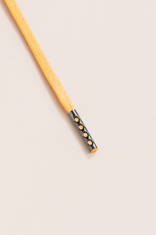 Yellow - 4mm round waxed shoelaces for boots and shoes made from 100% organic cotton - Senkels